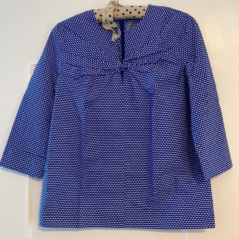 COS cobalt and white blouse